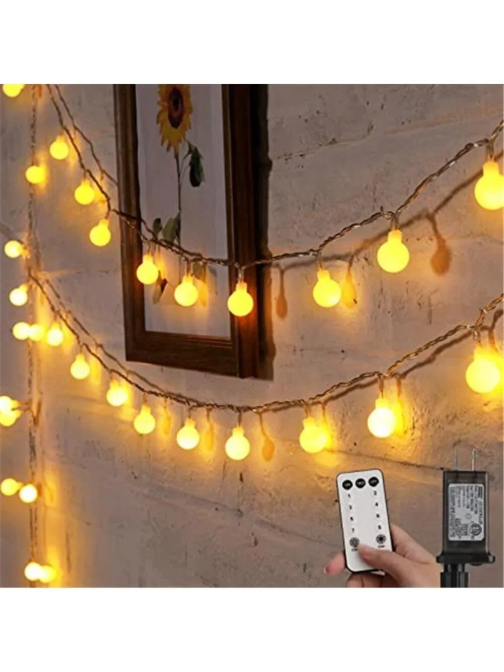 Globe String Lights, 33 Feet 100 Led Fairy Lights Plug in, 8 Modes with Remote